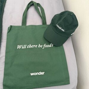 Wonder Dark Green Baseball Cap and Dark Green Tote Bag '